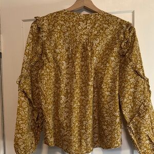 J. Crew Olive Floral Blouse